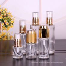 30ml 40ml 50ml 60ml Cosmetic packaging glass lotion bottle with gold cap